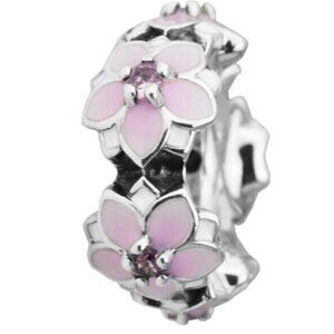 Sterling Silver Pink Magnolia Spacer Charm